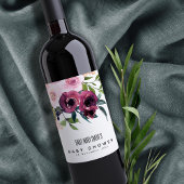 BRIGHT BLUSH BURGUNDY FLORAL BUNCH BABY SHOWER WIJN ETIKET