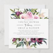 BRIGHT BLUSH BURGUNDY FLORAL BUNCH COUPLE SHOWER KAART (Voorkant)
