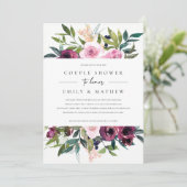 BRIGHT BLUSH BURGUNDY FLORAL BUNCH COUPLE SHOWER KAART (Staand voorkant)