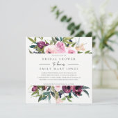 BRIGHT BLUSH BURGUNDY FLORAL BUNCH VRIJGEZELLENFEE KAART (Staand voorkant)