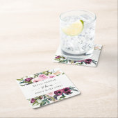 BRIGHT BLUSH BURGUNDY FLORAL BUNCH VRIJGEZELLENFEE KARTONNEN ONDERZETTERS (Insitu)