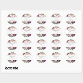 BRIGHT BLUSH BURGUNDY FLORAL BUNCH VRIJGEZELLENFEE RONDE STICKER (Vel)