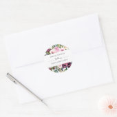 BRIGHT BLUSH BURGUNDY FLORAL BUNCH VRIJGEZELLENFEE RONDE STICKER (Envelop)