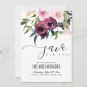 BRIGHT BLUSH BURGUNDY FLORAL BUNCH WEDING SAVE THE DATE (Voorkant)