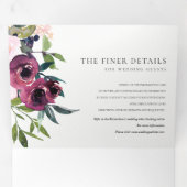 BRIGHT BLUSH BURGUNDY NAVY FLORAL BUNCH WEDING DRIELUIK UITNODIGING (Binnenzijde eerst)