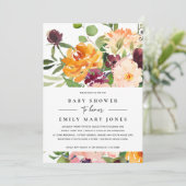 BRIGHT BLUSH YELLOW ORANJE FLORAL BABY SHOWER KAART (Staand voorkant)