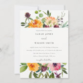 BRIGHT BLUSH YELLOW ORANJE FLORAL BUNCH WEDING KAART (Voorkant)