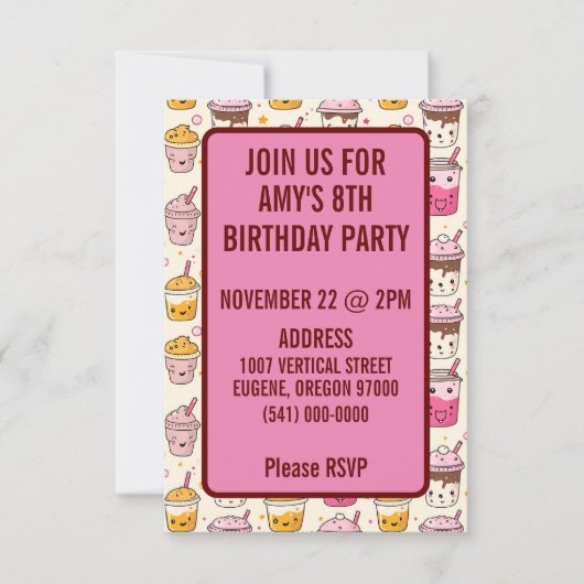 Bright Boba Tea Pattern Kaart (Voorkant)