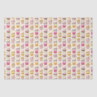 Bright Boba Tea Pattern Tissuepapier