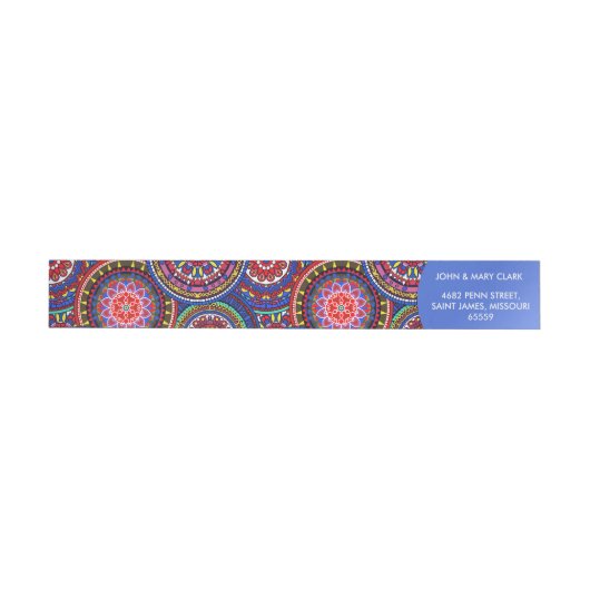 Bright Bohemian Boho Hippy Chic Pattern Adreslabel Wikkel (Individueel)