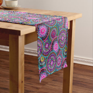 Bright Bohemian Boho Hippy Chic Pattern Korte Tafelloper