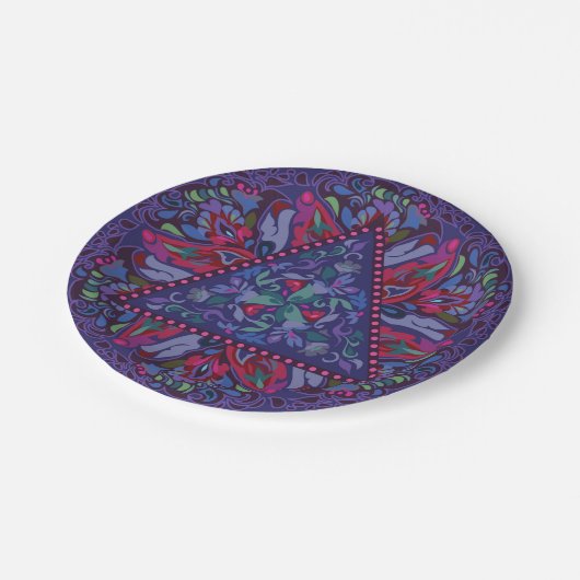 Bright Bohemian Boho Hippy Chic Pattern Papieren Bordje (Gekanteld)