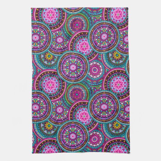 Bright Bohemian Boho Hippy Chic Pattern Theedoek (Verticaal)