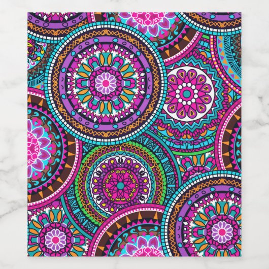 Bright Bohemian Boho Hippy Chic Pattern Wijn Etiket (Enkel label)