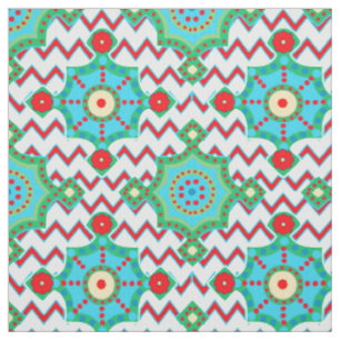 Bright Boho Aqua en Red Chevron Stof