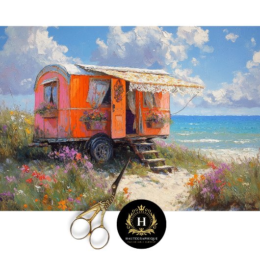 Bright Boho Beach Gypsy Caravan Decoupage Tissuepapier