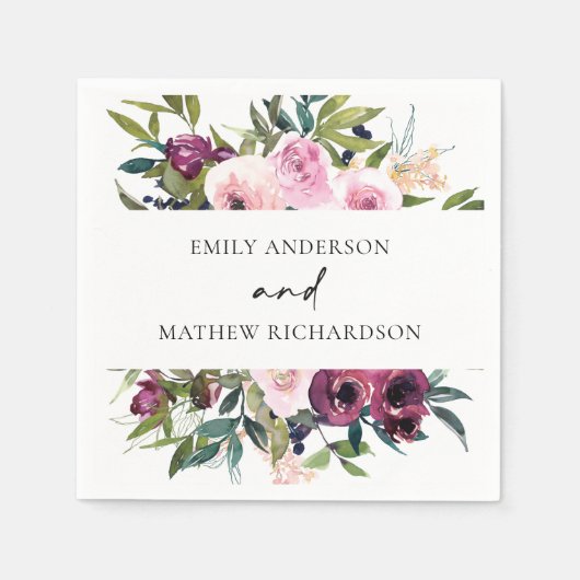 BRIGHT BOHO BLUSH BURGUNDY FLORAL BUNCH WEDING SERVET (Voorkant)