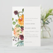 Bright Boho Blush Geel Sinaasappel Floral Vow Rene Kaart (Staand voorkant)