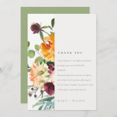 Bright Boho Blush Yellow Sinaasappel Floral Weddin Bedankkaart (Voorkant / Achterkant)