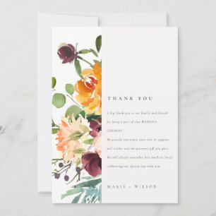 Bright Boho Blush Yellow Sinaasappel Floral Weddin Bedankkaart