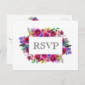 Bright Boho Bold Flowers RSVP Briefkaart (Voorkant / Achterkant)