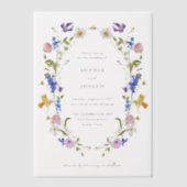 Bright Boho Floral Wreath | Bruiloft Vellum Uitnodigingen (Voorkant)