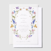 Bright Boho Floral Wreath | Bruiloft Vellum Uitnodigingen (Offset)
