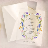 Bright Boho Floral Wreath | Bruiloft Vellum Uitnodigingen