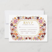 Bright Boho Herfst Wildflower Wedding RSVP Kaart (Voorkant)