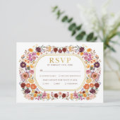 Bright Boho Herfst Wildflower Wedding RSVP Kaart (Staand voorkant)