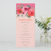 Bright Boho Hot Pink Floral bruiloft programma (Staand voorkant)