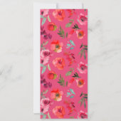 Bright Boho Hot Pink Waterverf Floral Verloving Kaart (Achterkant)