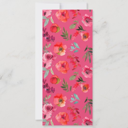 Bright Boho Hot Roze Bloemen Bruiloft Menu Kaart (Achterkant)