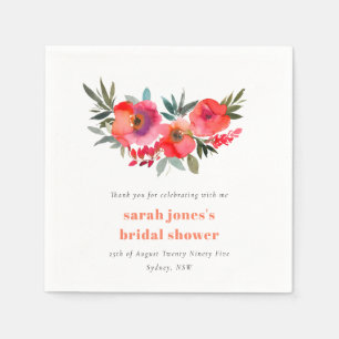 Bright Boho Hot Roze Sinaasappel Bloemen Vrijgezel Servet