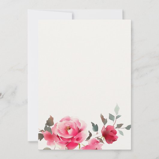 Bright Boho Red Pink Rose Floral Baby shower Kaart (Achterkant)