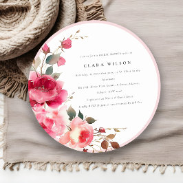 Bright Boho Red Pink Rose Flowers Vrijgezellenfees Kaart