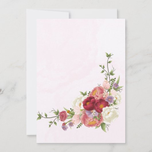 Bright Boho Rood Roze Witte Bloemen Baby shower Kaart (Achterkant)