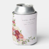 Bright Boho Rood Roze Witte Bloemen Trouwen Blikjeskoeler (Blikje Voorkant)