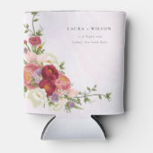 Bright Boho Rood Roze Witte Bloemen Trouwen Blikjeskoeler (Voorkant)