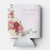 Bright Boho Rood Roze Witte Bloemen Trouwen Blikjeskoeler (Achterkant)