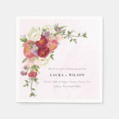 Bright Boho Rood Roze Witte Bloemen Trouwen Servet (Voorkant)