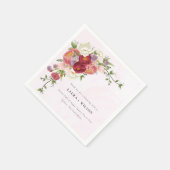 Bright Boho Rood Roze Witte Bloemen Trouwen Servet (Hoek)