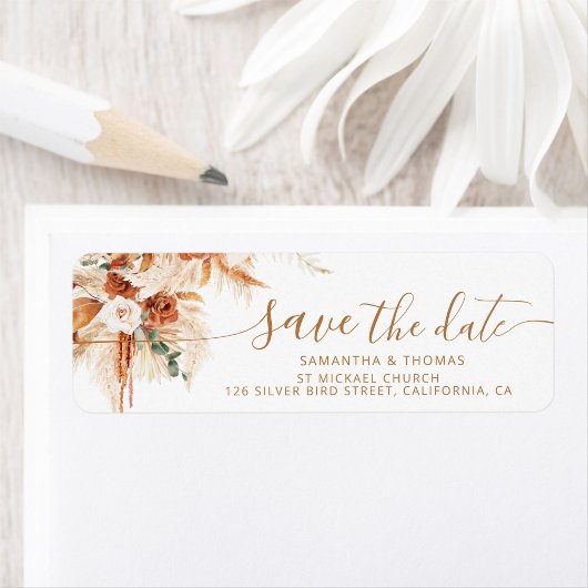 Bright Boho Sla de datum van de bruiloft retour ad Etiket