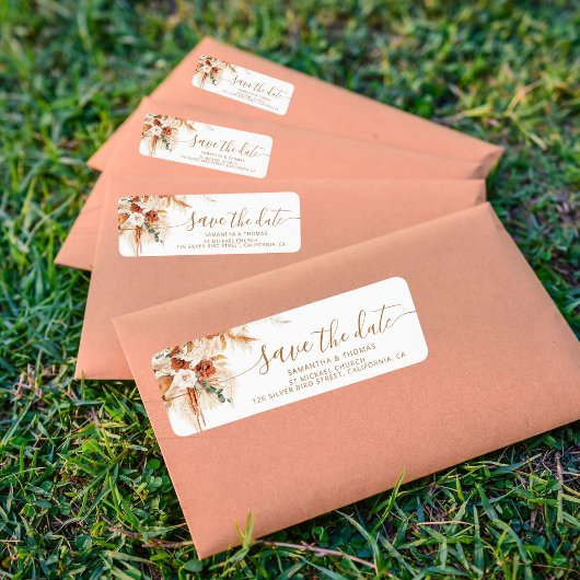 Bright Boho Sla de datum van de bruiloft retour ad Etiket