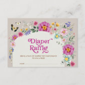 Bright Boho Wildflower Baby shower Luier Raffle Informatiekaartje (Voorkant)