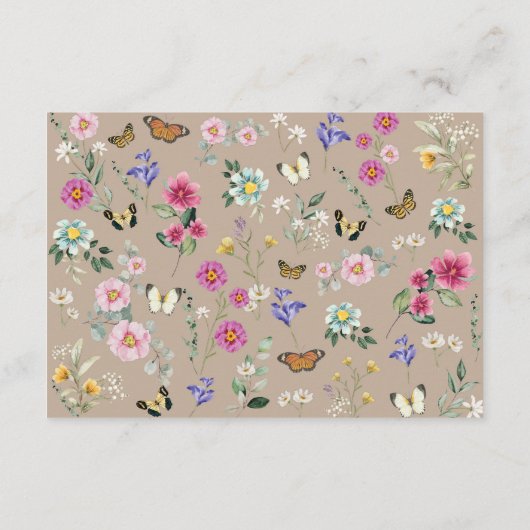 Bright Boho Wildflower Baby shower Luier Raffle Informatiekaartje (Achterkant)