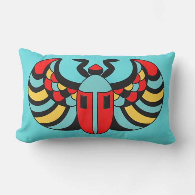 Bright Bold Abstract Kleurrijke Scarab Kever Buitenkussen (Voorkant)