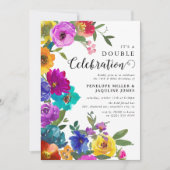 Bright & Bold Bloemen Dubbele Viering Verjaardag Kaart (Voorkant)