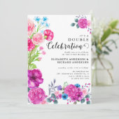 Bright & Bold Bloemen Dubbele Viering Verjaardag Kaart (Staand voorkant)