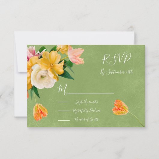 Bright Bold Bloemen Trouwkaarten RSVP (Voorkant)